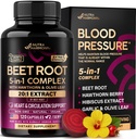 Beet Root Capsules - Healthy Blood Pressure Support** for Heart & Circulation Support - with Hawthorn Berry, Hibiscus &amp; Ajo - Nitric Oxide for Energy - Made in USA, 120 Capsules