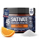 High Sodium Electrolytes | HSA FSA | Salty Orange Hydration with Stevia | Electrolyte Powder for Fasting, POTS, Sweat Recovery | Made in USA | Makes 45 Servings of 32 Fl Oz