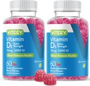 Vitamin D3 Gummies for Adults & Teens - 3,000 IU, 75mcg, Extra Strength - Joint & Muscle Health, Immune Boost - Chewable Vitamin D Gummies - Vegetarian, Gelatin Free - Tasty Berry Flavored Gummy