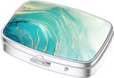 Nipichsha Pill Box, Small Pill Case for Purse & Pocket, Cute Travel Medicine Organizer, Portable Medicine Container Holder to Hold Vitamins, Medication, Fish Oil & Supplements, Teal Marble