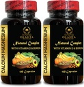 Complejo de magnesio de calcio - Suplemento de calcio, Citrato de manganés, Minerales para el soporte de bonificación, Niveles de fósforo, Apoyo a la inmunidad, Suplemento saludable muscular con vitamina D - 2 botellas 240 cápsulas