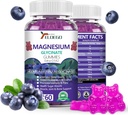 Magnesium Gummies 600mg per Serving-Magnesium Glycinate 400mg and Magnesium Malate 200mg, Extra K2 & D3, High Absorption Magnesium Supplement for Sleep,Stress Relief, Nerve Support, Blueberries(60 CT)