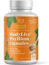 BodyLive Psyllium Husk Fiber Capsule Non-GMO 725mg, 240 cápsulas (1450mg/servidor, 120 Serviciones) Suplemento para limpieza de colon, regularidad, digestión saludable, prebiótico, laxante, salud cardíaca