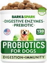BARK&SPARK Dog Probiotic Chews - Gas, Diarrhea, Allergies - Enzymes + Prebiotics - Chewable Fiber - Digestion, Immunity - USA Made - 90 Ct - Chicken