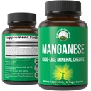 Manganese Supplement Food Like Mineral Chelated for Superior Absorption with Whole Food Blend of 25+ Fruits & Vegetables. Pure Trace Mineral Capsules for Connective Tissue, Bone Health, Enzyme Support