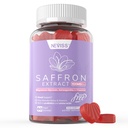 Saffron Supplements Gummies 100mg - 100% Pure Saffron Extract with Magnesium Glycinate, L-Theanine, Turmeric, Ashwagandha, Honey & Vitamin B Complex for Mood & Power, Antioxidant, Vitality - 60 Count