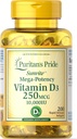 Puritan's Pride Vitamin D3 250 mcg (10,000 IU) Softgels, 200 Count