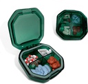 Travel Pill Organizer - Durable, Watertight Pill Case Travel Size with 4 Compartments - Compact Pill Travel Case for Vitamins, Supplements, Medicine - Travel Pill Container for Purse (Green)