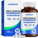 Triple Magnesium Complex (90 Capsules), 300mg of Magnesium Glycinate, Citrate & Malate for Muscles, Nerves, & Energy, High Absorption, Vegan, Non-GMO