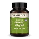 Dr. Mercola Orgánica Ginkgo Biloba con NeuroFactor - Soportes Cerebro Salud - Extracto de hoja de Ginkgo Estandarizado - Fruta de café Polyphenol-Rich - 30 cápsulas