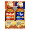 VICKS DayQuil &amp; NyQuil SEVERE Honey Flavor Co-Pack, Cold &amp; Flu Medicine, Relieves Headache, Fever, Sore Throat, Minor Aches & Pains, Nasal Congestion, Sinus Pressure, Stuffy Nose, and Cough, 2x12oz