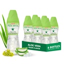 Jugo de aloe vera (Grape saboreado) con trozos más grandes de pulpa de aloe puro (6 paquetes) Zumo de planta grande para hidratación y contiene pulpa de aloe grande. Es saludable para adultos y niños
