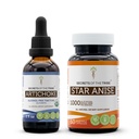 Artichoke USDA Organic and Star Anise Capsules (2 pcs.) ← Artichoke Orgánico Libre de Alcohol (Cynara scolymus) Leaf seco 2 oz y 1000 mg Star Anise (Illicium verum) Semilla seca (60 cápsulas)