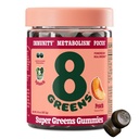 8Greens Gummies Super Greens Powder Superfood Gummy for Metabolism, Immunity & Focus, Digestive Health Enzymes, Organic: Chlorella, Spirulina, Aloe Vera, Peach Flavor, 50 Conde