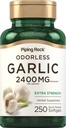 Piping Rock Odorless Garlic Supplement | 250 Softgels | Herbal Extract for Women and Men | Extra Strength | Non-GMO, Gluten Free