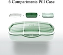 Travel Pill Organizer Box, 6 Compartment Weekly Medicine Case Reminder for Purse Pocket, Daily Pharmacy Container, Medication Holder Dispenser for Fish Oil, Vitamin, Cod Liver Oil, Supplement
