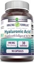 Amazing Formulas Hyaluronic Acid Super Complex with MSM, Collagen Type I & III, and Vitamin C | 990 Mg | 90 Capsules Supplement | Non-GMO | Gluten Free | Made in USA