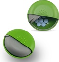 Organizador de píldoras redondas - Caja pequeña portátil para el futuro - Compacto, Leak-Proof Medicine Container for Pills, Vitamins, Fish Oil, Suplementos - BPA-Free, Diseño duradero, 2,75" pulgadas verde