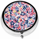 IBILIU Medicine Pill Case Watercolor Floral Colorful Scatter Flores Portable Pill Box for Pocket Metal Medicine Vitamin Organizer 3 Compartment
