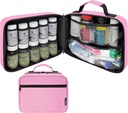 Gran organizador de botellas acolchadas, bolsa de medicina, caso, portador de medicamentos, vitaminas y suministros médicos - Organizador de medicina de viaje y bolsa de memoria de almacenamiento casera - Rosa (sin bloqueo)