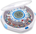 LiveFine WiFi Automatic Dispenser y Remote Medication Monitoring System with Locking Key, 28-Day Medication Organizer Up To 9 Doses Per, Adjustable Light/Sound Alarms For Prescriptions &amp; Vitami