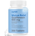 Curist Guaifenesin 600 mg Extended Release Tablets (200 Tablas sin tinte) - Expectorant Mucus Relief, Generic Guaifenesin 600 mg, (Bulk Pack)