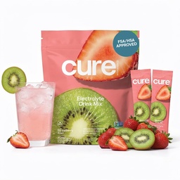Cure Hydration ¦ Plant-Based Electrolyte Drink Mix ← No Añadido Sugar ← FSA-HSA ← Dehydration Relief Powder Made with Coconut Water ← Non-GMO Silencio Vegan tención Pouch of 14 Packets - Strawberry Kiwi