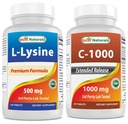 Mejores Naturales L-Lysine 500 mg &amp; Vitamina C 1000 mg