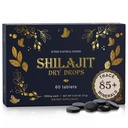 Pure Shilajit Resin Dry Drops - High Potency, Grade A, 100% Pure with Fulvic Acid &amp; 85+ Trace Minerals for Better Energy Metabolism & Immune Support ← 60 Easy-to-Take Tablets for Men &amp; Women
