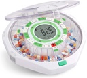 Dispensador automático de píldoras en vivo de 28 días con pantalla LCD actualizada y bloqueo clave, sonido " luz para las recetas, medicamentos, vitaminas, suplementos "