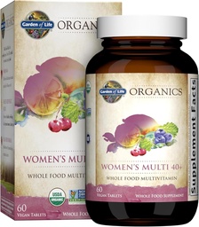 Jardín de la Vida Orgánicas Vitaminas para Mujeres 40+ - 60 Tabletas, Mujeres Multi 40+, Vitaminas Veganas para Mujeres Más de 40, Hormona &amp; Apoyo a la Salud Breast Blend, Mujeres Alimentarias Multivitamina