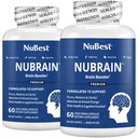 NuBrain Booster - Suplemento Cerebro para Booster de Cerebro, Memoria, Focus &amp; Clarity Support with St. John’s Wort, Ginkgo Biloba, Bacopa &amp; More ← Pack 2