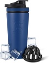 Ice Shaker Acero Insonorizado Botella de Acero Insonorizado Silencio 26oz, Navy  durable Cold for 30+ Horas ← Copa Insulado con Agitador Twist-on ← Botella libre de olores para Protein Shakes, Agua, Smoothies, Cocktails
