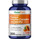 NusaPure Papaya Papain Enzyme Complex 240,000 PU - 200 Veggie Caps - Suitable for Vegetarian, Vegan Non-GMO