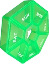 Organizador semanal de píldoras - Caso pequeño verde luz, 1 vez al día, 7 días de viaje contenedor para la medicina