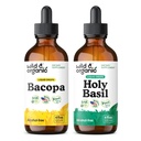Wild &amp; Organic Bacopa Tincture 4 fl oz &amp; Holy Basil Tincture 4 fl oz