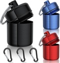 Caja pequeña de la pila, (3 Pack) Keychain Pill Holder with Strong Carabiners Portable Waterproof Travel Pill Container Transportador Mini Metal Pill Box Bottle with Keyring for Medicine Ear Plug Jewelry