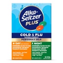 Alka-Seltzer Plus Power Max Cold &amp; Flu Day+Night Medicine: Cough Suppressant, Cold and Flu Medicine for Adults and Children 12 Years and Older, 36 Count, Packaging May Vary