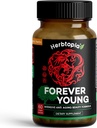 Forever Young Longevity Supplement for Immunity, Anti Gray Hair, Telomere Lengthening & Happy Mood w/Ginseng, Astragalus, Lions Mane, Reishi Mushroom, Codonopsis | Organic - 60 Caps