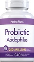 Piping Rock Probiotic Acidophilus Capsules | 250 Million CFU | 240 Pills | Dietary Supplement | Non-GMO, Gluten Free