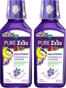 Vicks Pure Zzzs Kidz Melatonin, Kids Melatonin Liquid, Sleep Aid, Drug-Free, Liquid Melatonin 1mg, with Chamomile & Lavender, Melatonin Sleep Aids for Kids, Snooze Berry Flavored, 2 Pack, 24 FL OZ
