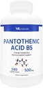 ML Naturals Ácido Pantoténico B5 240 cápsulas vegetales. Metabolismo energético, soporte del sistema nervioso, CGMP-Certificado por NSF