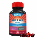 Aceite de Krill Antártico 1000mg, Omega 3 Suplemento,EPA, DHA, Phospholipids y Astaxanthin- 120 Softgels