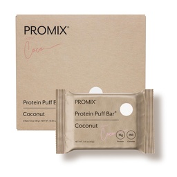 ProMix Nutrition Protein Puff Bares - Coconut - Marshmallow Crispy Treat - Great Tasting &amp; Healthy On The Go Snack - High Protein & Low Calorie - Gratis De Gluten, Soy, &amp; Corn - 12 Bares