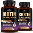 NEW AGE Biotin Collagen Keratin Hyaluronic Acid - 50,000mcg Hair Growth Vitamins for Men and Women, Nails, Hair, Skin Vitamins and DHT Blocker with Vitamin E Folic Acid Pumpkin Seed MSM- 180 Count