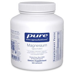 Encapsulaciones puras Magnesio (Glycinate) - Suplemento de Apoyo Alivio del Estrés, Dormir, Salud del Corazón, Nervios, Musculos y Metabolismo* - con Magnesio Glycinate - 180 cápsulas