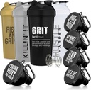 GOMOYO Fitness Bundle - 4-Pack Shaker Botellas con Agitator + 5-Pack Funnels Protein con Carabiner, BPA-Free &amp; Dishwasher Safe