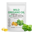 Óleo de Oregano Softgels, Óleo de orégano Cápsulas Orgánicas,2-en-1 6000mg Aceite de orégano con aceite de semilla negra 200mg, Óleo de orégano con aceite de semilla negra Softgels,120 cápsulas de Softgel