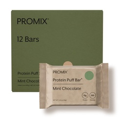 ProMix Nutrition Protein Puff Bares - Mint Chocolate- Marshmallow Crispy Treat - Great Tasting &amp; Healthy On The Go Snack - High Protein & Low Calorie -Free From Gluten, Soy, &amp; Corn - 12 Bares