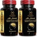 Soporte de memoria cerebral - Soporte de mejora neurológica, suplemento de cerebro de la salud de memoria, soporte cognitivo, ayuda a la salud cerebral, cerebro saludable - 2 botellas 60 cápsulas